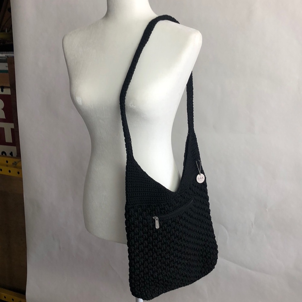 SAK black crochet bag like new